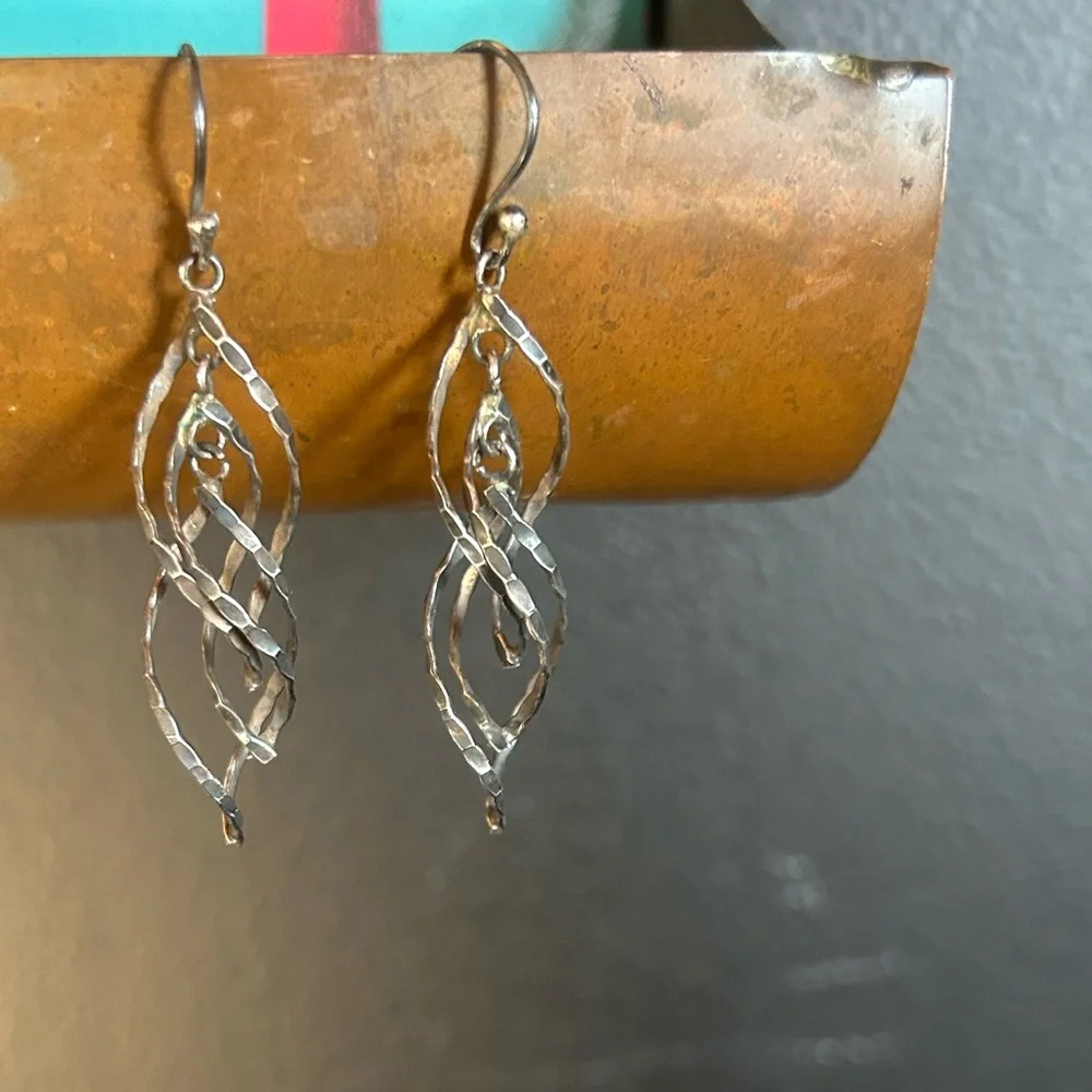 Sterling Silver Hammered Spiral Earrings